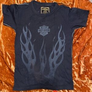 Harley Davidson Trunk Limited Edition Black Flame T-Shirt kids size 7/8